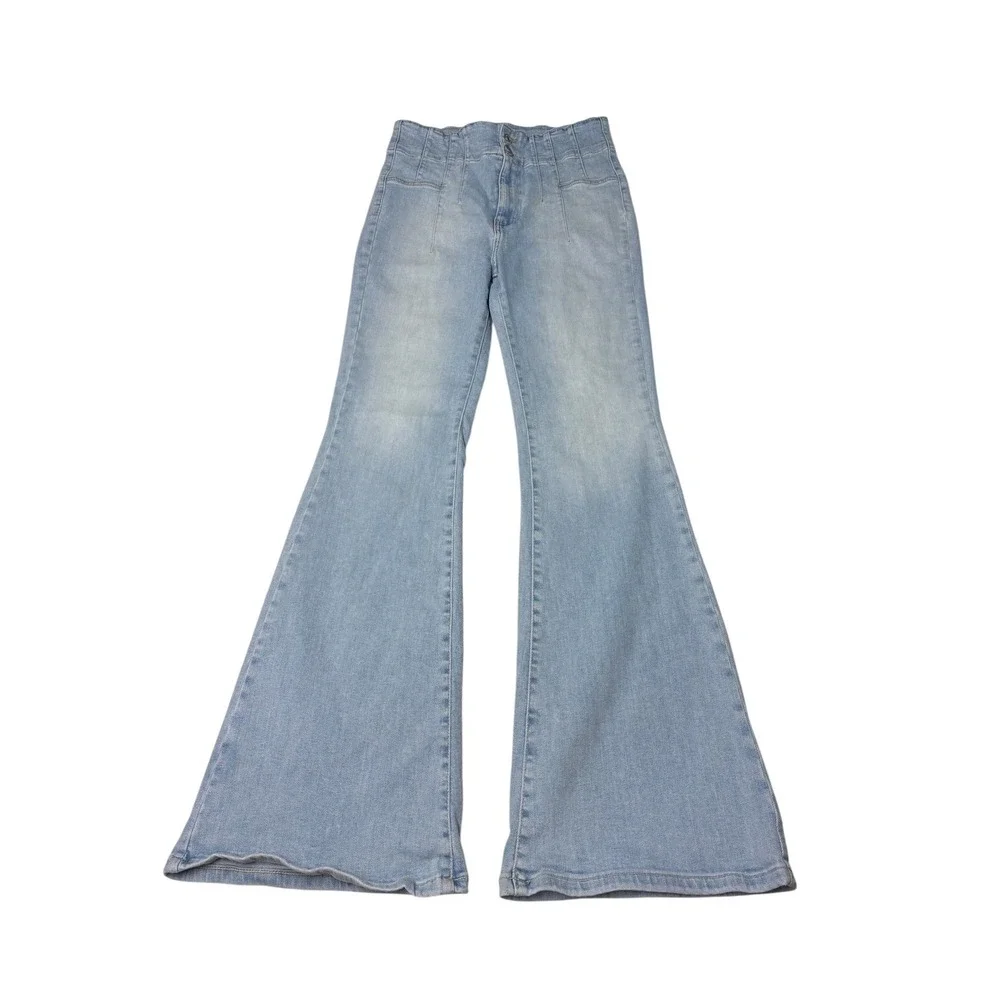 Free People We The Free Jayde Flare Jeans Womens 30X32 Light Blue Sea-Washed